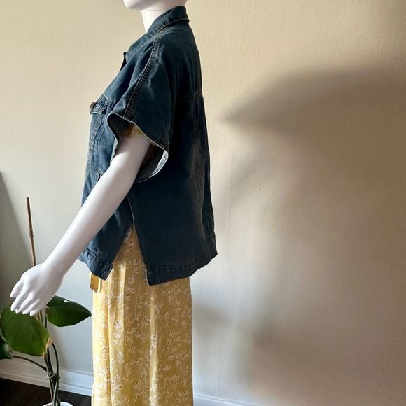 Denim Cloak/Cape Sleeve Cropped Jacket - Picture 6 of 8